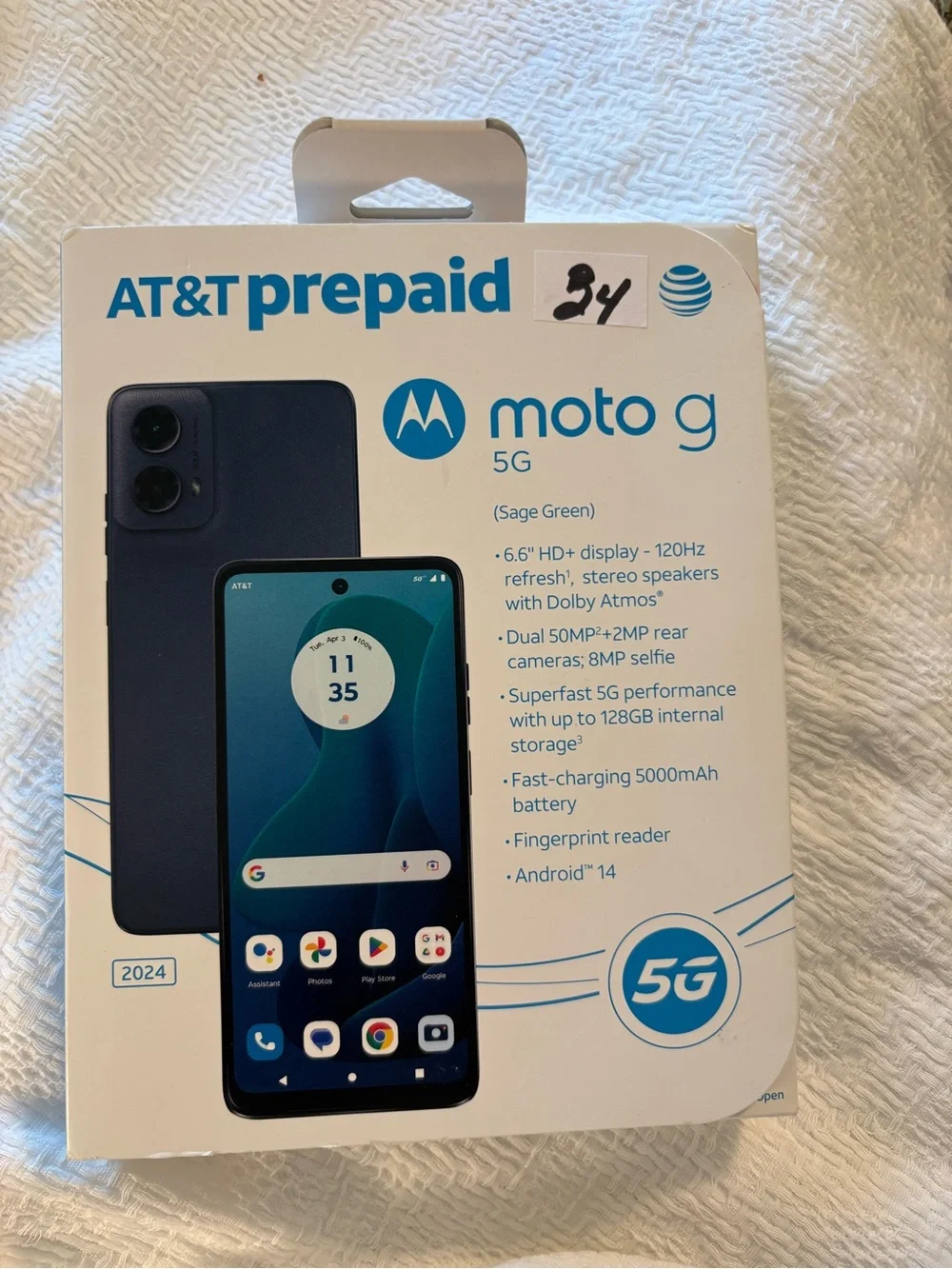 Motorola moto g 5G Sage Green & Black Accents AT&T Prepaid NWT
